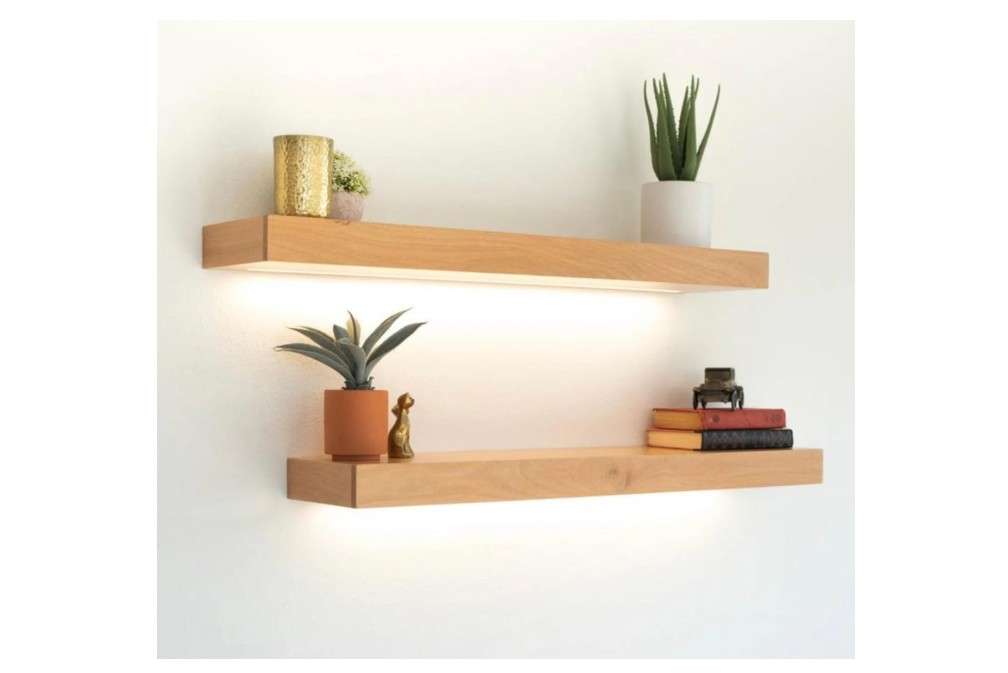  Floating Shelf Maple 36″X10″x2.5'' with 3 Brackets – Wall Mounted Pure Solid Wood Shelf for Home Décor, Storage & Display – Premium Maple Finish