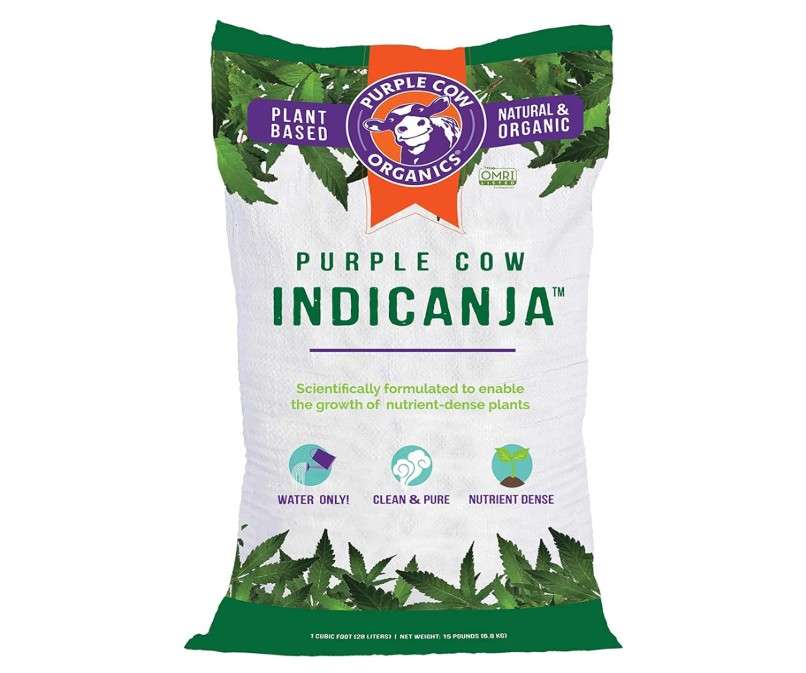 Purple Cow Organics IndiCanja 1 Cubic Foot Bag, Organic Living Soil, Clean & Natural Plant Based Water Only Super Soil for Professional Indoor