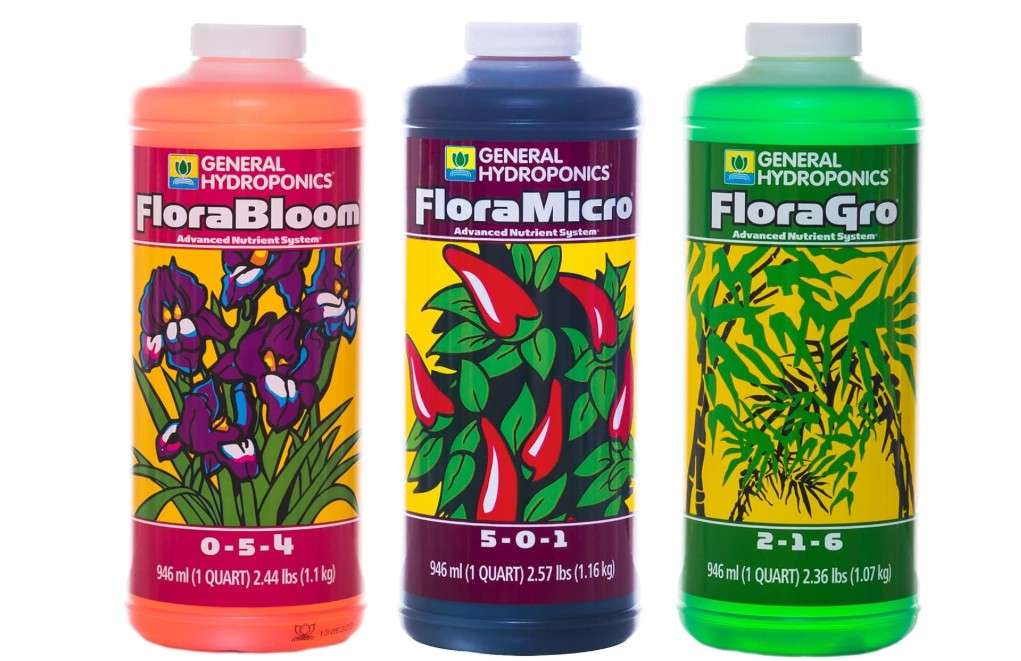  General Hydroponics Flora Series: FloraMicro, FloraBloom, FloraGro - 3-Part Hydroponic Nutrient System, 1 qt. Bottles