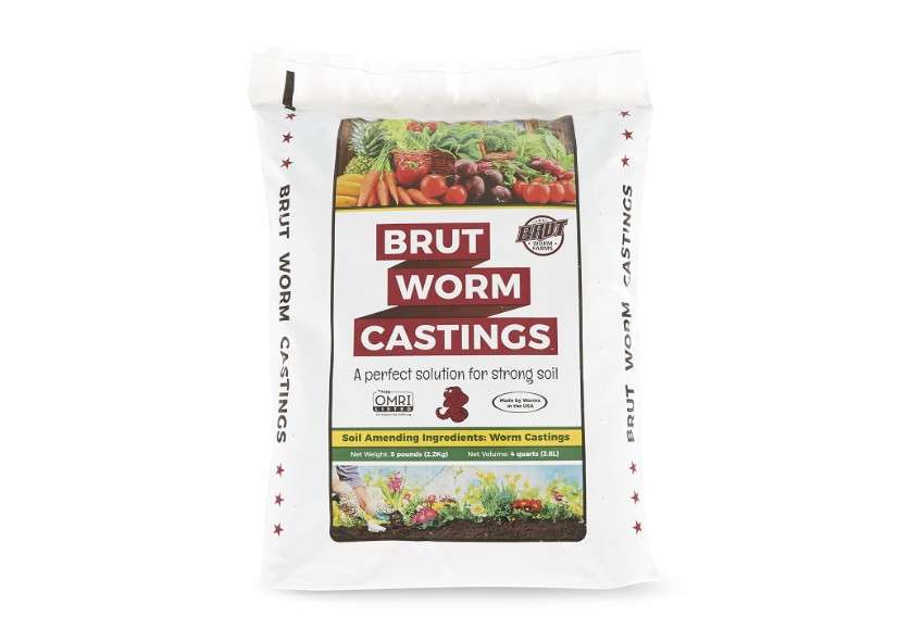 
Brut Organic Worm Castings – 5 LB – Natural Nutrients, Fertility Builder, Plant Food for Potting Soil, Garden Soil, Indoor and Outdoor Use