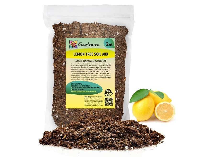
Gardenera's Premium Lemon Tree Soil Mix - Perfect Drainage and Nutrient Retention for Citrus Limon Trees - 2 Quart
