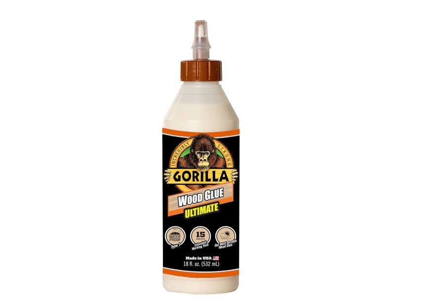 Gorilla Ultimate Waterproof Wood Glue, Natural Wood Color, 18 Ounce (Pack of 1) - Waterproof for Indoor or Outdoor Projects and Repairs