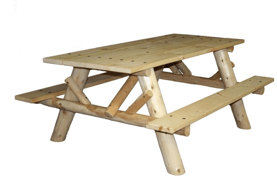 
Lakeland Mills CFU232 Cedar Log 6-Foot Picnic Table with Attached Benches, Natural