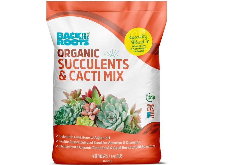 Back to the Roots 100% Organic Succulent & Cacti Mix (6 Quart) | Made in The USA | Premium Nutrition for Indoor and Outdoor Plants