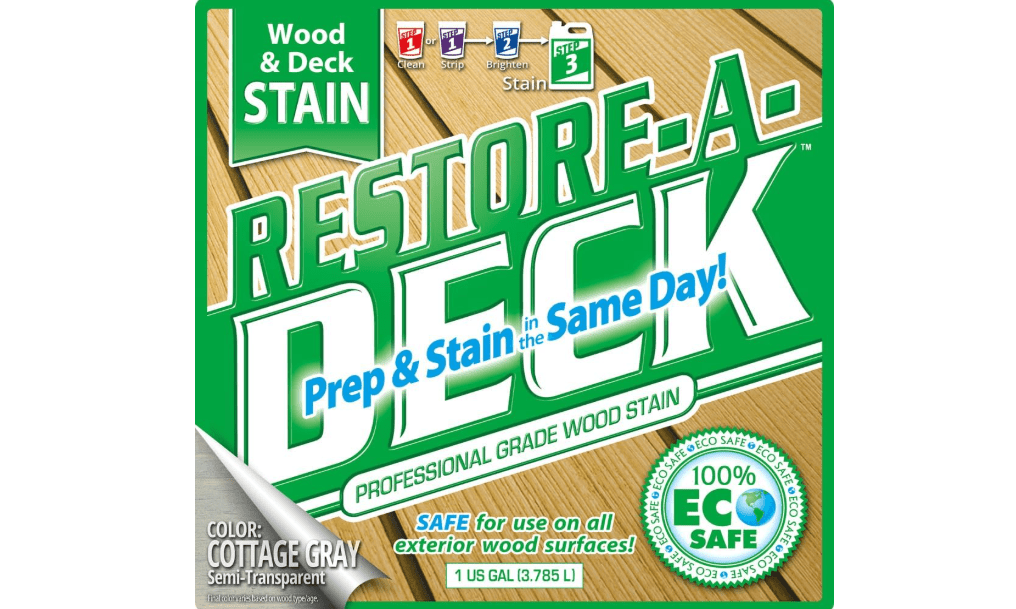  Restore-A-Deck Wood Stain for Decks, Fences, & Wood Siding - Semi-Transparent (1 Gallon, Cottage Gray Semi-Transparent)