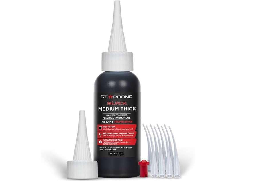 
STARBOND Black Medium-Thick CA Glue, Premium Cyanoacrylate Super Glue, Knot Filler 500 CPS Viscosity, for Woodworking, Woodturning, Carpentry, Guitar, 