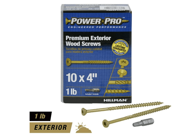  Power Pro 48604 Wood Screws, #10 x 4", Epoxy Coated Exterior Wood Screws, Torx/Star Drive Included, Coarse Thread, Decking Screw, Outdoor Rust Resistant