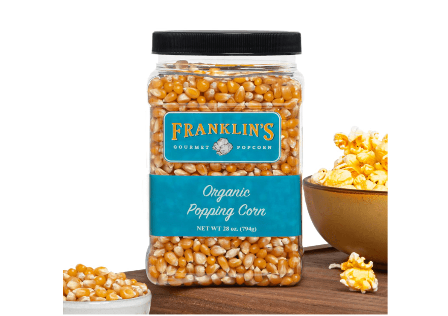 
Franklin’s Gourmet Popcorn Organic Popcorn Kernels for Popping - 28oz Tub - Made in USA, Non-GMO & All-Natural - Old Fashioned Unpopped Popcorn Kernels.