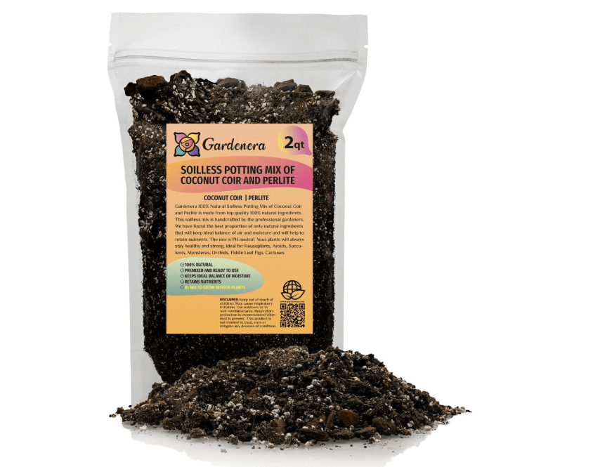  Premium Coco Coir and Perlite Potting Mix, Soil for Maximum Plant Growth, Perfect for Indoor and Outdoor Container Gardens by Gardenera - 2 Quart