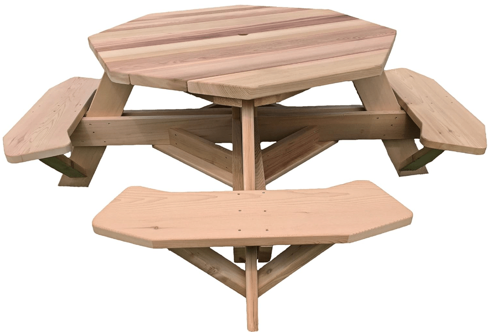 Dan's Outdoor Furniture Mfg. Co. LLC Western Red Cedar 49" Octagon Top Picnic Table w/Easy Seating