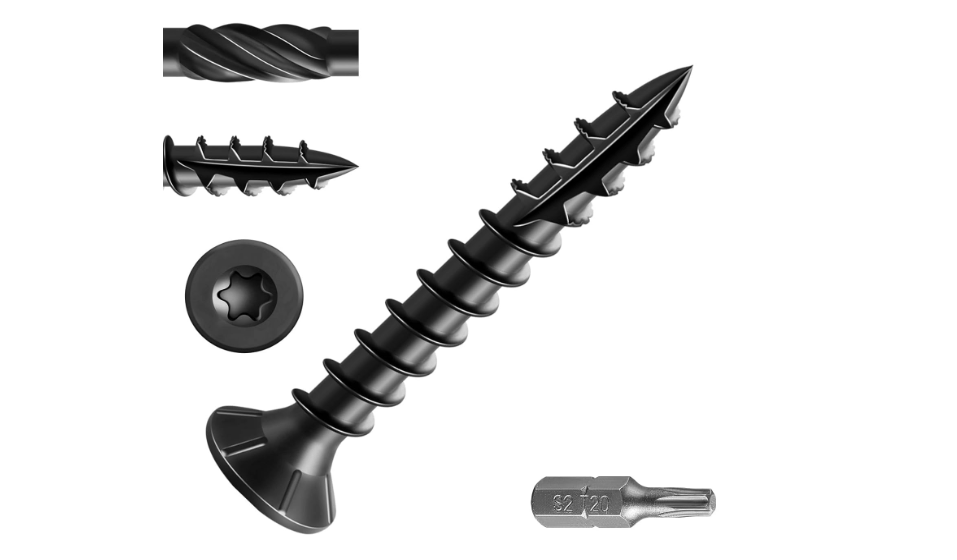 Wensilon #8 * 1" Black Deck Screws, (480pcs) 2 lbs.Exterior Wood Screws, Rust Resistant epoxy Coated, Bronze, T20 Star Bit
