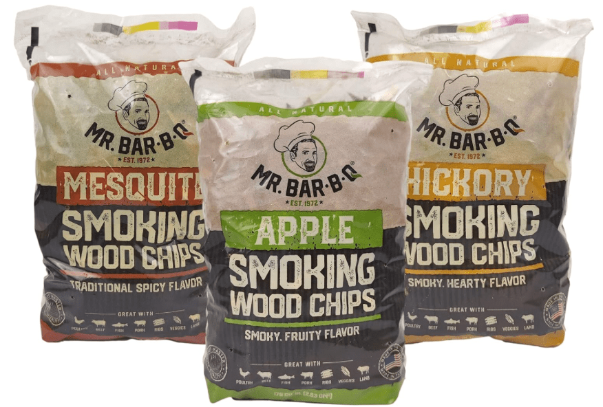 Wood Smoker Chips Bundle of 3 Flavors - Apple, Mesquite & Hickory Wood Chips by Mr. Bar-B-Q, Can be Used on Gas & Charcoal Grill, Variety of Flavors