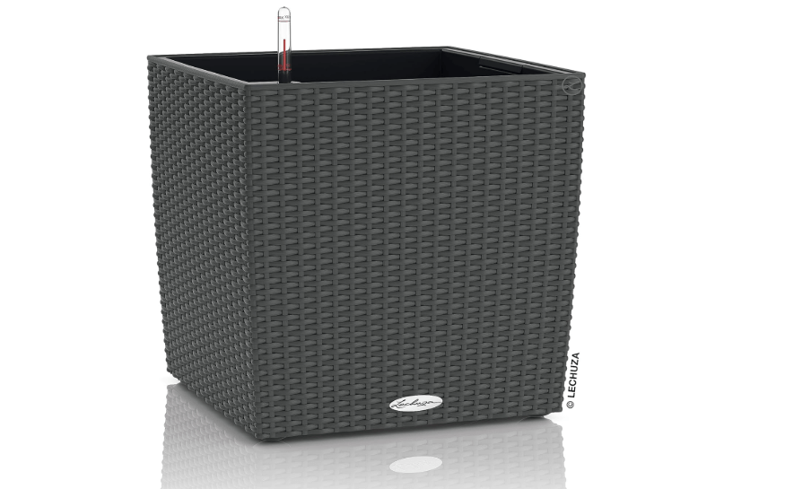 
Lechuza 15382 Cube Cottage 40 Self-Watering Planter for Indoor and Outdoor Use, 15" x 15" x 15", Granite, Wicker Finish