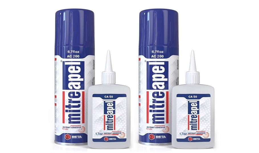 
MITREAPEL Ca Glue with Activator (2 x 1.7 oz - 2 x 6.7 fl oz), Cyanoacrylate Super Glue for Plastic, Glass, Leather, Ceramic, Woodworking, DIY, 3D Printing