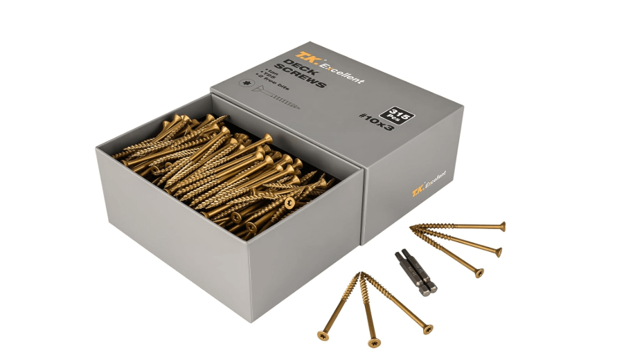 T.K.Excellent Deck Screws 3 Inch Wood Screws Outdoor #10 x 3, 175 Pcs, Rust Resistant Structural Fence Screws Torx Drive Screw, for Gazebos or Siding,