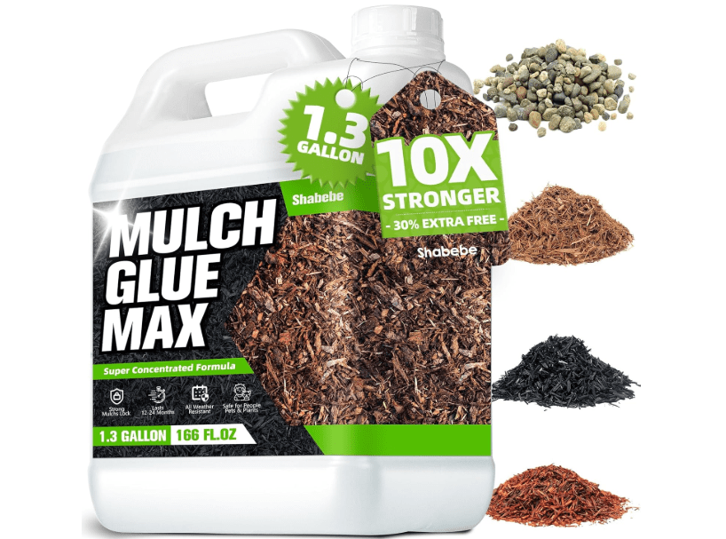 
Mulch Glue 1.3 Gallon, Ultra-Stick Rock Glue for Landscaping, Gravel Binder Non-Toxic Rubber Mulch Lock Adhesive, Heavy Rain & Windproof for Gardens