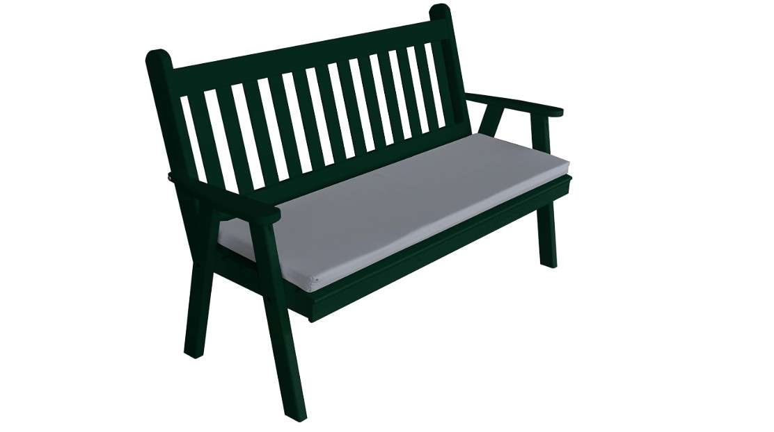  Furniture Barn USA Pine 5' Traditional English Garden Bench, Dark Green