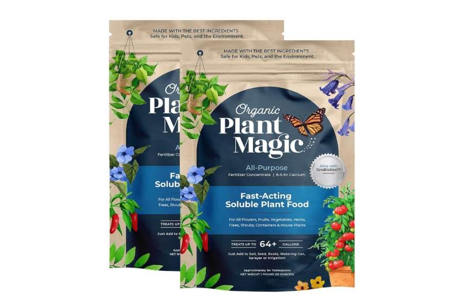 Organic Plant Magic - Truly Organic™ Fast-Acting Soluble Plant Food: All-Purpose Fertilizer Concentrate for All Flower Vegetable Herb Fruit Tree Shrub Container Garden & House Plants