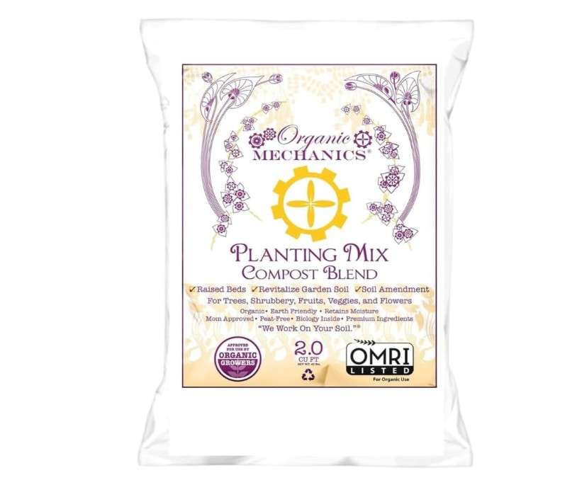
Organic Mechanics Planting Mix Compost Blend, 2 Cu Ft - Revitalizes Garden Soil with Compost, Pine Bark, Coconut Coir, and Worm Castings for Raised Beds