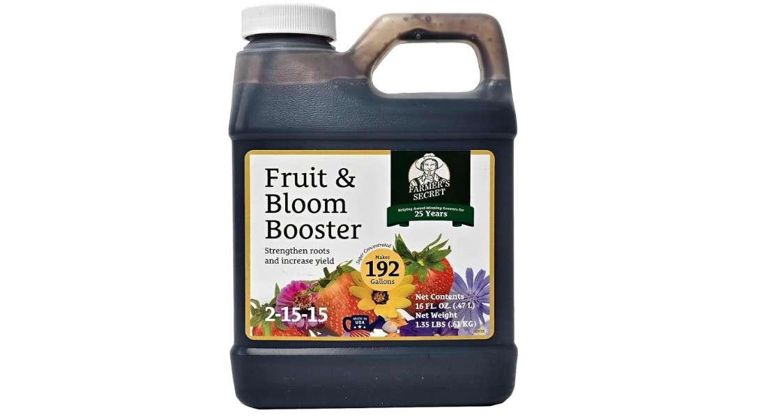  Farmer’s Secret Fruit & Bloom Booster Fertilizer (16oz) - Super Concentrated - Increases Flowering and Yield on All Varieties of Fruits, Vegetables