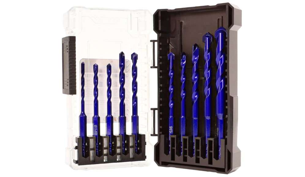 
Keewaki Masonry Drill Bit Set - 10-Piece Hex Shank Set for Tile, Brick, Concrete & Stone - Includes 5/32" to 1/2" Sizes with Storage Cas