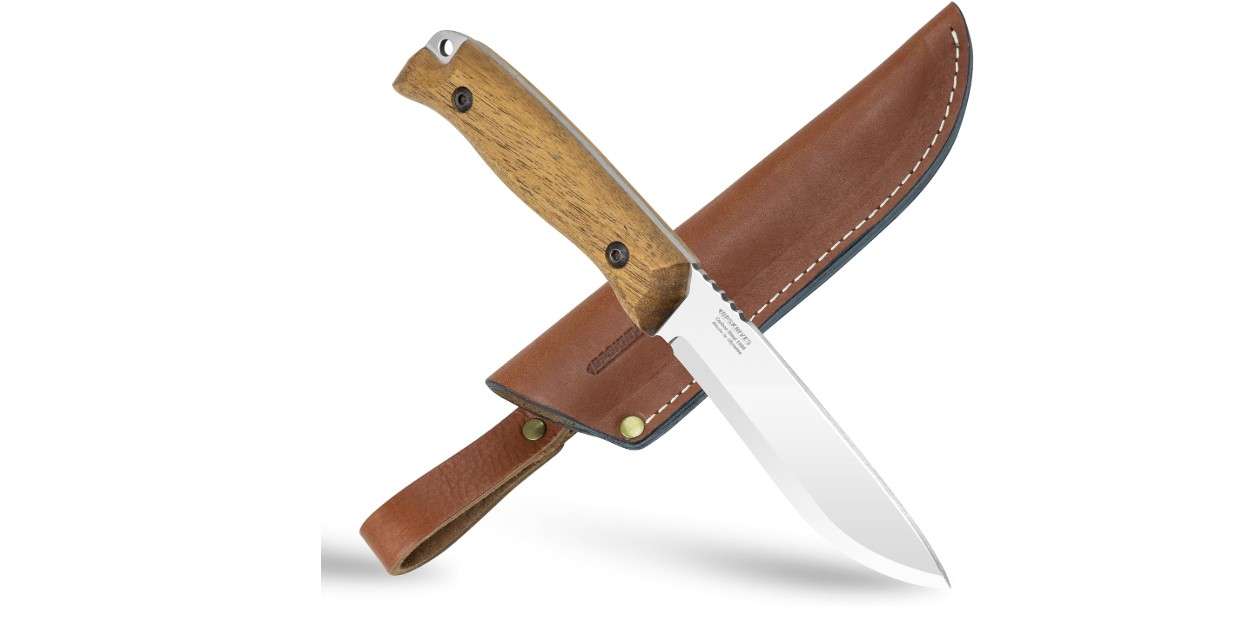  BPS Knives HK1 CSH - Handmade Carbon Steel Knife - Fixed Blade Full Tang Hunting Camping Bushcraft Knife With Leather Sheath - Scandinavian Sharpening Camp