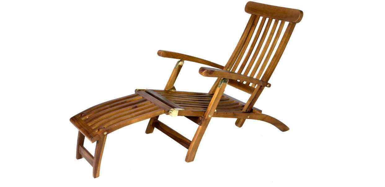  All Things Cedar TF53 Teak Steamer Chair | Foldable Outdoor Chaise Lounge Chair | Durable Patio Furniture | 5 Reclining Options | Easy Storage