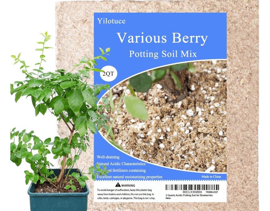 
Yilotuce 2 Quarts Premium Natural Acidic Potting Soil for Blueberries, Cranberries, Raspberries, Strawberries, Berries