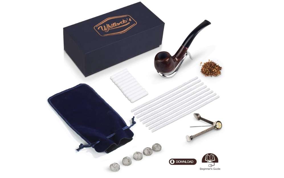 
Whitluck's Tobacco Pipe, Handmade Wood Smoking Pipe, Perfect Beginner Pipe Kit for Smoking with Ultimate Guide E-Book, Gift Set and Accessories (Elegant.