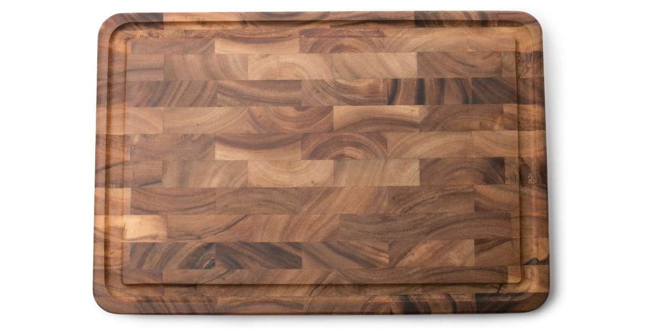  Ironwood Gourmet Charleston End Grain Board with Channel, Acacia Wood Brown 20 x 14 Inches