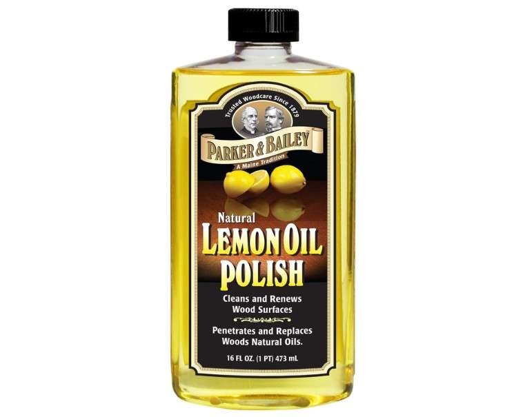  PARKER & BAILEY LEMON OIL POLISH - Natural Lemon Scented Wood Cleaner & Furniture Polish, Cleans, Renews, Restores & Rejuvenates Wood Surfaces, 16oz
