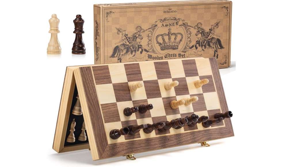  ASNEY Upgraded Magnetic Chess Set, 15" Tournament Staunton Wooden Chess Board Game Set with Magnets, Crafted Chesspiece ans Storage Slots for Kids Adult...