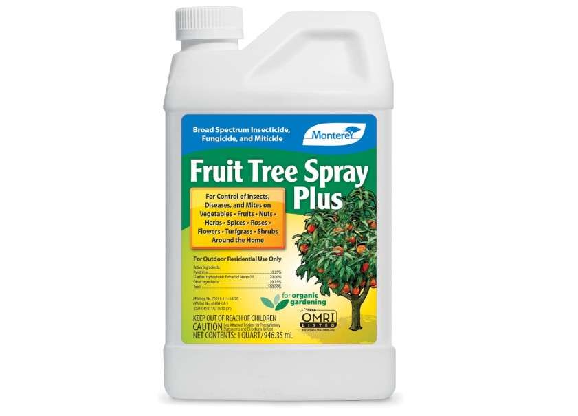 Monterey Fruit Tree Spray Plus – Insecticide & Fungicide for Fruits, Vegetables, Roses & Lawns – Controls Pests & Fungal Diseases – Organic