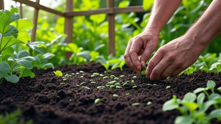 Step-by-step planting of green watermelon seeds with trellis setup in the garden.