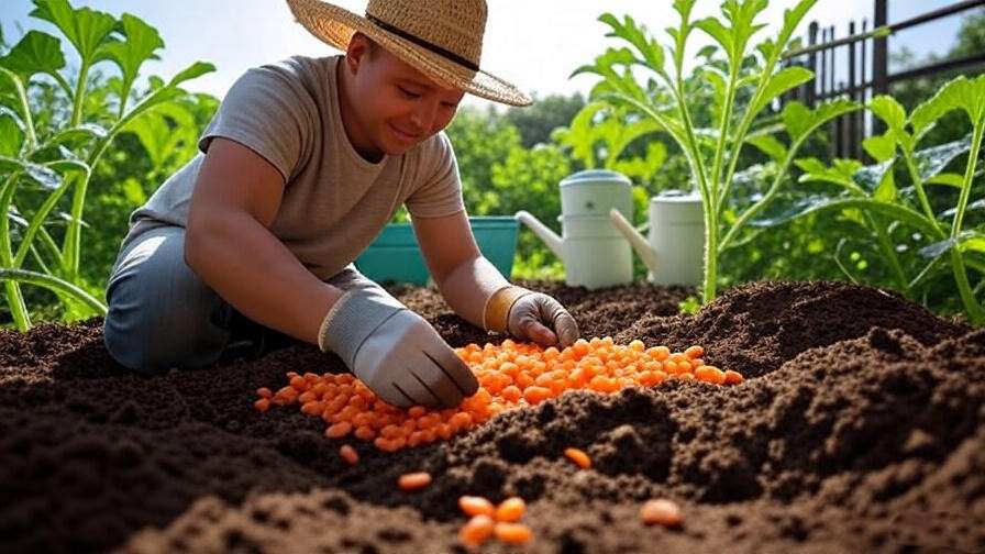  "Gardener planting orange watermelon seeds in soil mounds." 