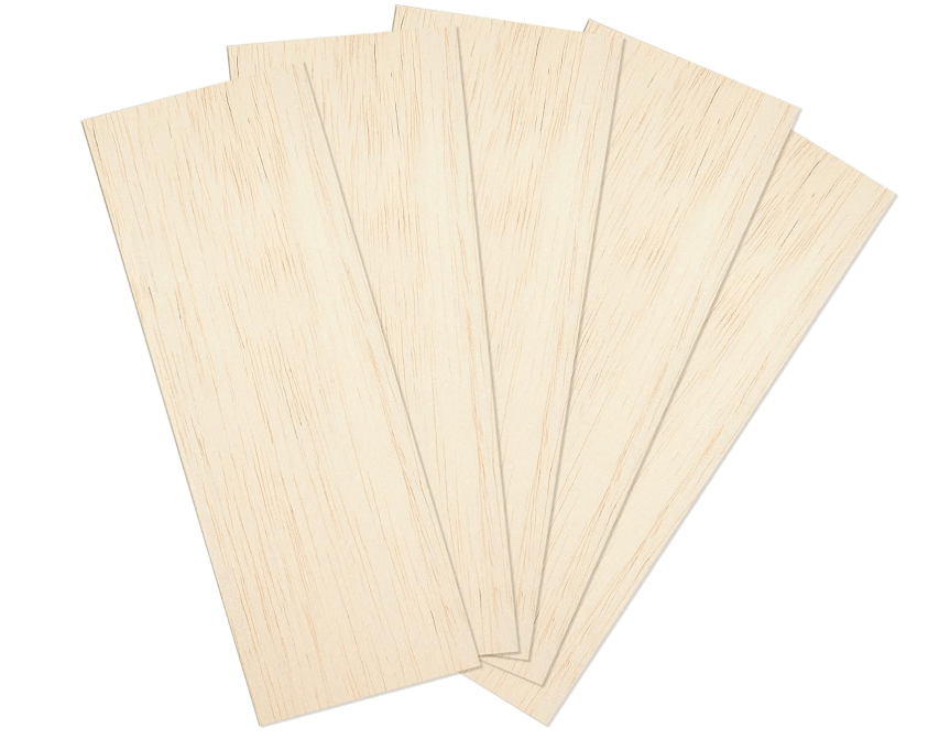  Balsa Wood Sheets 1/8" Inch Thick 12" x 4" Unfinished Wooden Board by Craftiff (5 Pack)