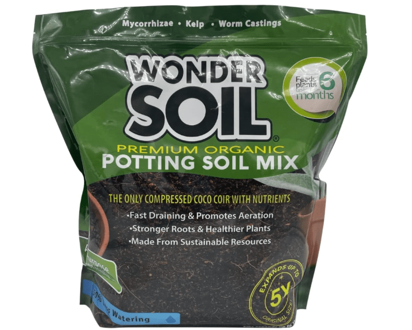 
WONDER SOIL Organic Potting Soil | Ready to Plant Coco Coir Fully Loaded with Nutrients | 3 LBS Bag Expands to 12 Quarts of Indoor Outdoor Soil for Gardens.