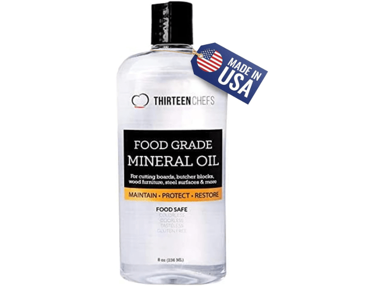 Thirteen Chefs Mineral Oil - 8 oz Food Grade Conditioner for Wood Cutting Board, Countertop & Butcher Block, Lubricant for Knife or Meat Grinder