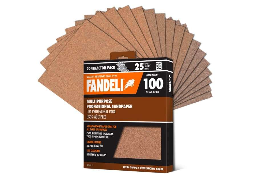  Fandeli | Multi-Purpose Sandpaper | 100 Grit | 25 Sheets of 9'' x 11'' | Ideal for Sanding Metal, Untreated Wood and Painted Surface