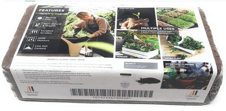 
UBICON Easy to Use Compressed Coco Coir Organic Top Soil for Indoor and Outdoor; Each Brick Gets 7 Quarts, Excellent Aeration, Reduces W
