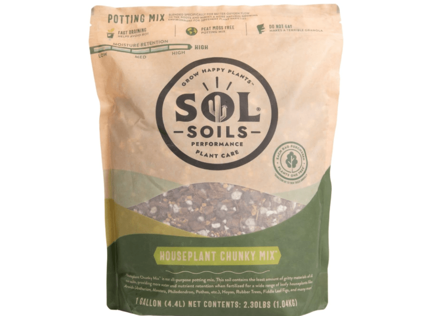 
Sol Soils Chunky Houseplant Mix - Fast Draining Soil for Indoor Plants with Coco Coir Chips, Perlite, & Pumice, 1 Gallon