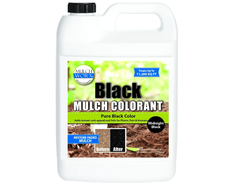 
MulchWorx Black Mulch Color Concentrate- Gallon - Treats 11,200 sq. ft. - Pure Midnight Black Mulch Dye Spray