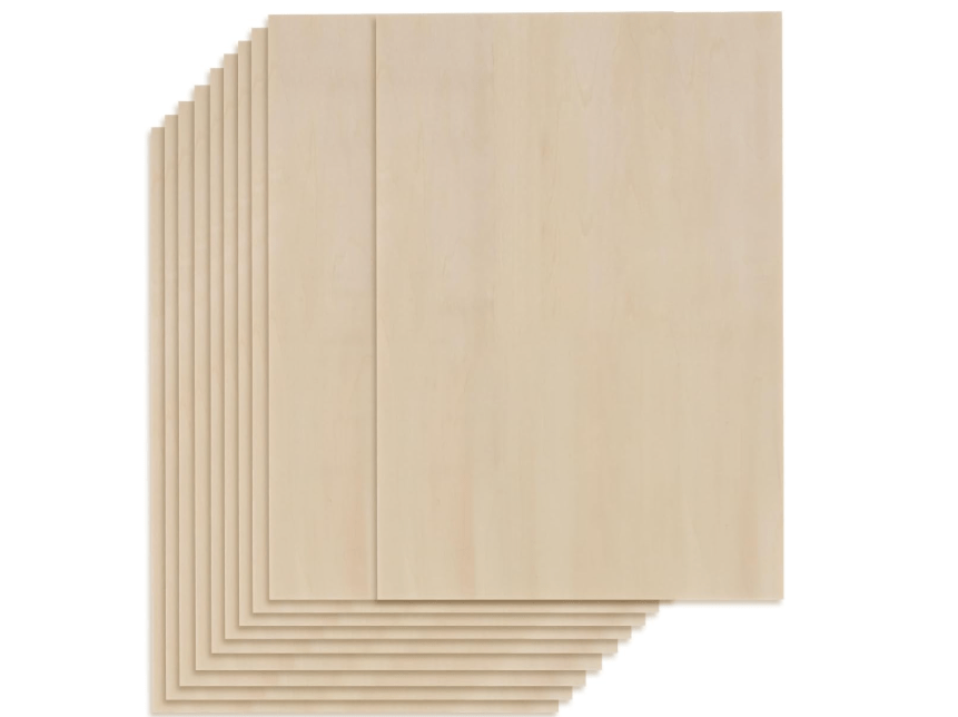 
OMTech 10 Pack Poplar Wood Sheets, 8x12 Inch Poplar Plywood Sheets for Laser Engraving & Cutting, 3 mm Thick Unfinished Wood Boards for DIY 