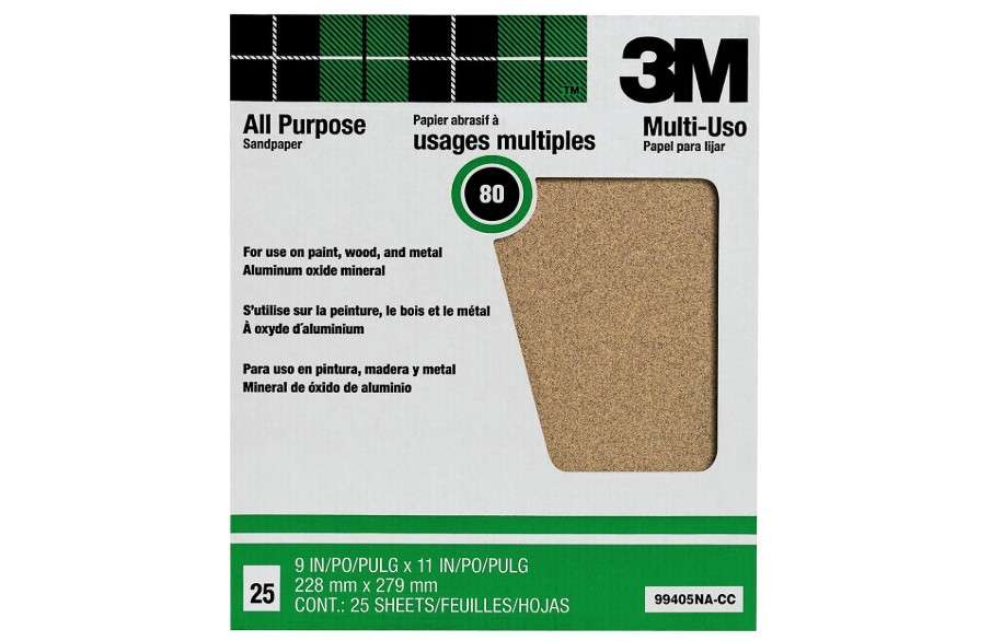 3M Pro-Pak Aluminum Oxide Sanding Sheets for Paint and Rust Removal, 80-Grit, 9-in by 11-in, 25-Sheets