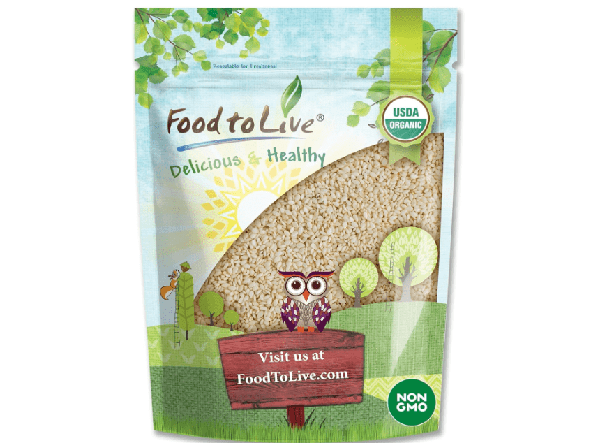 
Food to Live Organic Hulled Sesame Seeds, 1 Pound – Whole Raw White Sesame Seeds, Non-GMO, Kosher, Vegan, Unroasted, Bulk. High in Iron, and Calcium