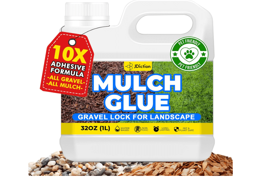 
JDiction Mulch Glue for Landscaping – 32OZ Gravel Binder, Rubber Mulch Stabilizer, Landscape Mulch Lock Adhesive, Max Concentrated Rock Glue for Landscaping