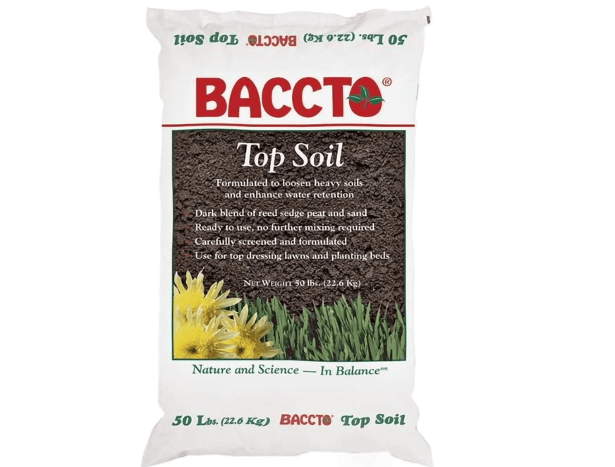 
Michigan Peat Company Baccto Top Soil for Lawns, Patchworks, Gardens, Planting Beds, and Shrub and Tree Transplant Mixtures, 50 Pounds