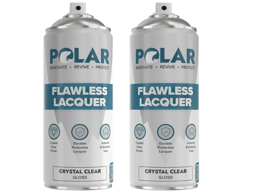 
Polar Clear Gloss Flawless Lacquer Spray - 2 x 13.5 Fl Oz - Clear Coat Spray Paint - Non-Yellowing & Scratch Resistant - Interior & Exterior
