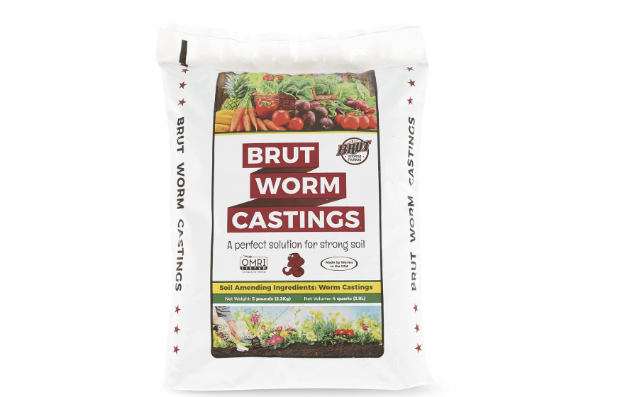 Brut Organic Worm Castings – 5 LB – Natural Nutrients, Fertility Builder, Plant Food for Potting Soil, Garden Soil