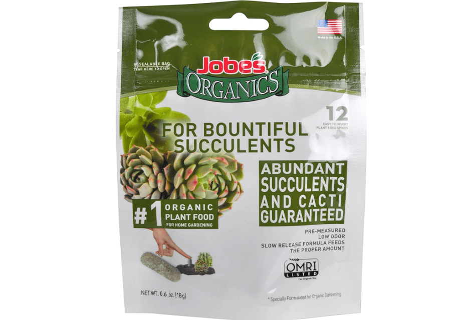Jobe's Organics Succulent Fertilizer Spikes, Easy Plant Care for Succulent, Cactus, and Aloe Vera Plants, 12 Count